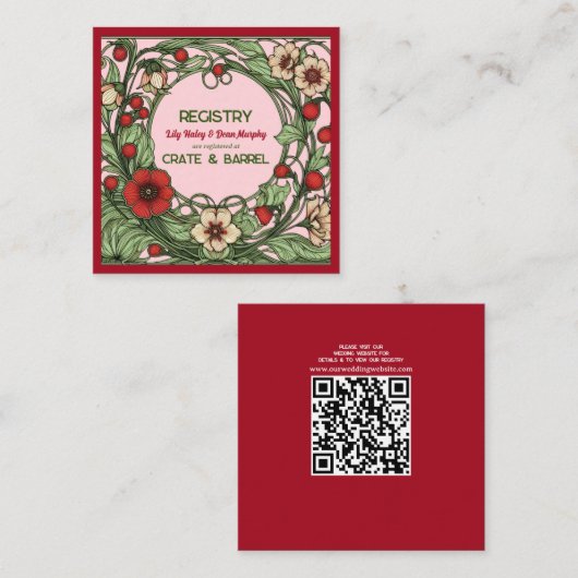  tuin art nouveau bruiloft informatiekaartje (Voorkant / Achterkant)