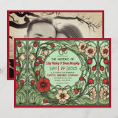 tuin art nouveau bruiloft kaart (Voorkant / Achterkant)