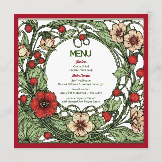 tuin art nouveau bruiloft menu (Voorkant)