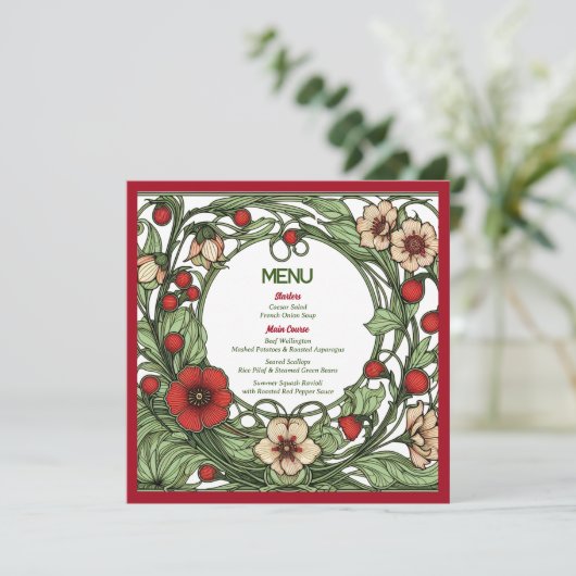  tuin art nouveau bruiloft menu (Staand voorkant)