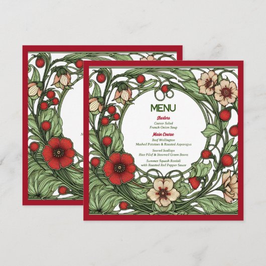  tuin art nouveau bruiloft menu (Voorkant / Achterkant)