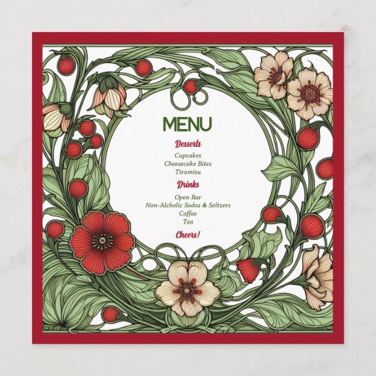 tuin art nouveau bruiloft menu (Achterkant)