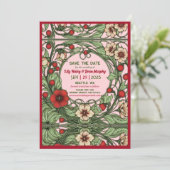tuin art nouveau bruiloft save the date (Staand voorkant)