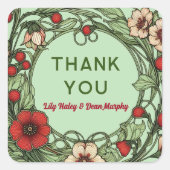 tuin art nouveau bruiloft vierkante sticker (Voorkant)