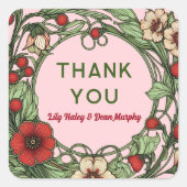 tuin art nouveau bruiloft vierkante sticker (Voorkant)