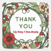 tuin art nouveau bruiloft vierkante sticker (Voorkant)