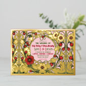 tuin art nouveau goud folie uitnodiging (Staand Voorkant)