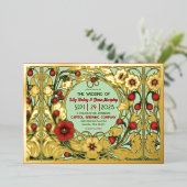  tuin art nouveau goud folie uitnodiging (Staand Voorkant)