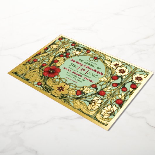  tuin art nouveau goud folie uitnodiging (Gedraaid)