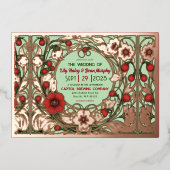 Tuin Art Nouveau Roos Gold Folie Uitnodiging (Voorkant)