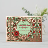  Tuin Art Nouveau Roos Gold Folie Uitnodiging (Staand Voorkant)