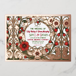 Tuin Art Nouveau Roos Gold Folie Uitnodiging