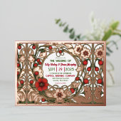 Tuin Art Nouveau Roos Gold Folie Uitnodiging (Staand Voorkant)