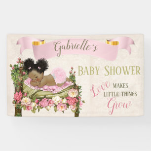 Tuin Baby Shower Meisje Slapend Bed van Rozen Spandoek