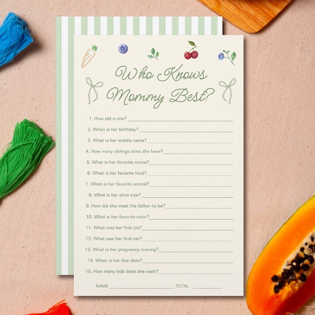 Tuin Baby shower Wie kent mama beste spel (Creator heeft geüpload)