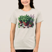 Tuin Basilicum Kruiden Plant Dame Tri-Blend Shirt (Voorkant)