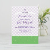 Tuin Bat Mitzvah-uitnodiging Gingham Kaart (Staand voorkant)