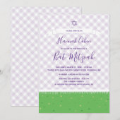 Tuin Bat Mitzvah-uitnodiging Gingham Kaart (Voorkant / Achterkant)
