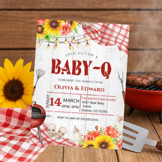 Tuin BBQ Baby Shower Kaart