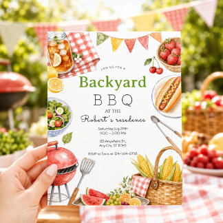 Tuin BBQ Feest Zomer Picknick Familie Kaart