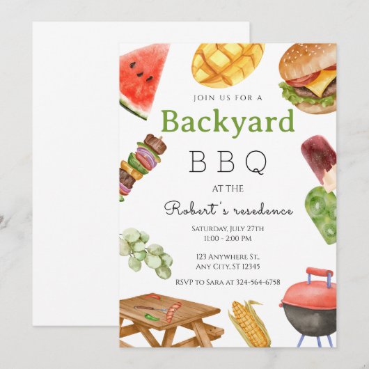 Tuin BBQ Zomerfeest Kaart (Voorkant / Achterkant)