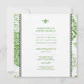 Tuin Bee Groen Toile Bruiloft Uitnodiging (Voorkant)