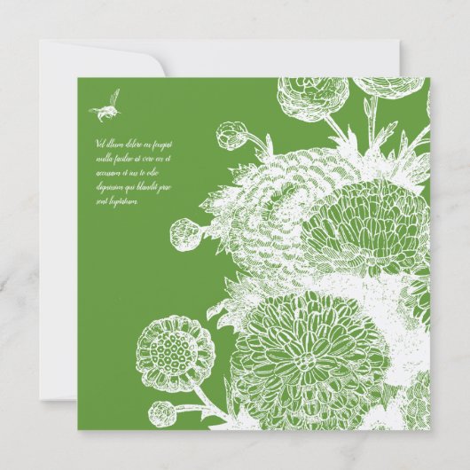 Tuin Bee Groen Toile Bruiloft Uitnodiging (Achterkant)