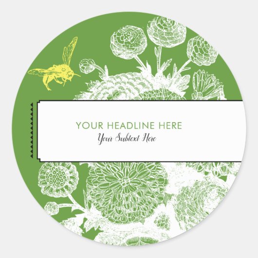 Tuin Bee Toile Groen Bruiloft Favor Label (Voorkant)