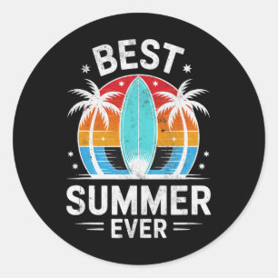 Tuin Beste Zomer ooit Surfende Meisjes Vakantie Zw Ronde Sticker