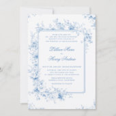  tuin betoverd blauw toilet formele bruiloft kaart (Voorkant)