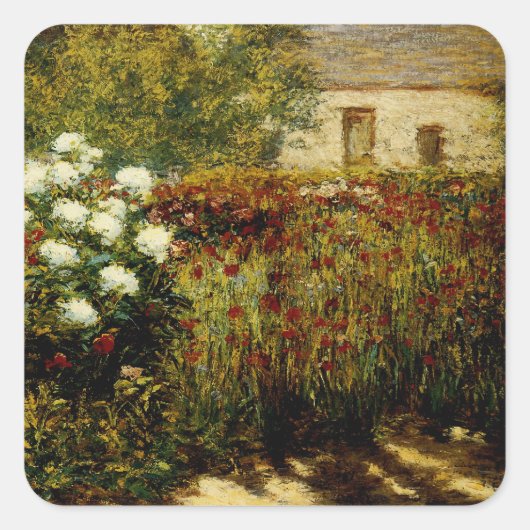 Tuin bij Giverny Vierkante Sticker (Voorkant)