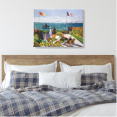 Tuin bij Sainte-Adresse | Claude Monet | Canvas Afdruk (Insitu (Slaapkamer))