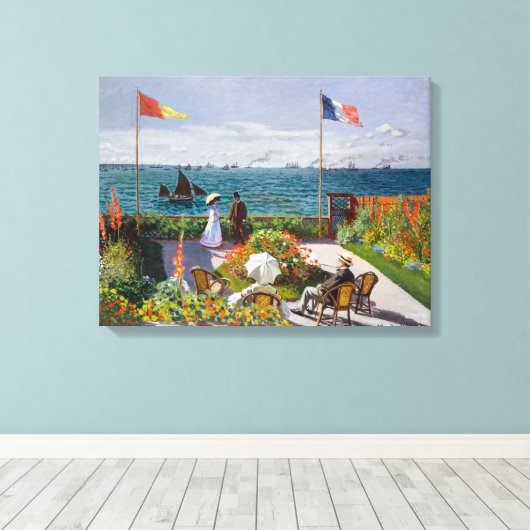 Tuin bij Sainte-Adresse | Claude Monet | Canvas Afdruk (Insitu (Houten vloer))