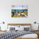 Tuin bij Sainte-Adresse | Claude Monet | Canvas Afdruk (Insitu (Slaapkamer))