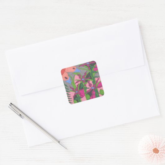 Tuin bij Twilight Vierkante Sticker (Envelop)