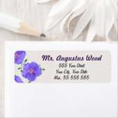 Tuin Blauw Bloem Paarse Naam op Witte Structuur Etiket (Insitu)