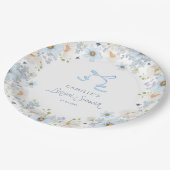 Tuin Blauw Bloemig Bruids Bruiloft Papieren Bordje (Gekanteld)