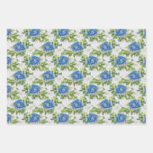 Tuin Blauw Inpakpapier Plat Vel Set van 3 (Voorkant)