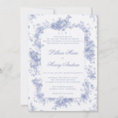 Tuin Blauw Toile Franse Bloemen Huwelijk Kaart (Voorkant)
