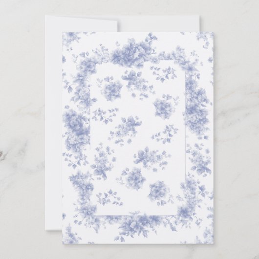  Tuin Blauw Toile Franse Bloemen Huwelijk Kaart (Achterkant)