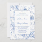 Tuin Blauw Toile Modern Classic Wedding Kaart (Voorkant)