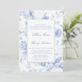 Tuin Blauw Toile Modern Classic Wedding Kaart (Staand voorkant)