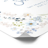 Tuin Blauwe Bloemachtige Bruiloft Welcome Poster (Hoek)