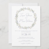 Tuin blauwe wildbloem bloemenbruiloft uitnodiging (Voorkant)