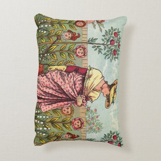 Tuin Bloei Bloem Vrouw Kunst Antiek Accent Kussen (Achterkant (Verticaal))