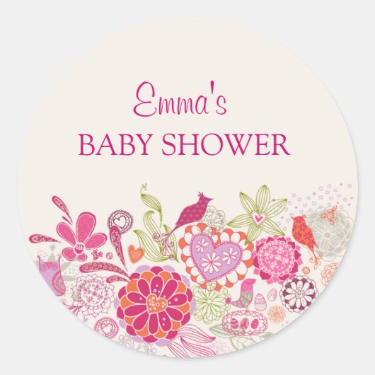 Tuin Bloei Vogel | Baby Shower Sticker (Voorkant)