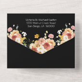 Tuin Bloeiend Bloemstuk Donkere & Droevige Bruilof All In One Uitnodiging (Achterkant)