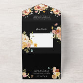 Tuin Bloeiend Bloemstuk Donkere & Sombere Bruiloft All In One Uitnodiging (Buitenkant)