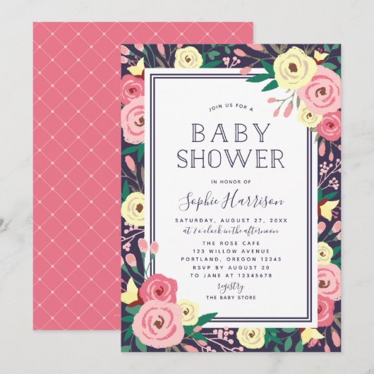 Tuin Bloeit Bloemen Bloemen Roze Baby shower Kaart (Voorkant / Achterkant)