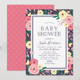 Tuin Bloeit Bloemen Bloemen Roze Baby shower Kaart